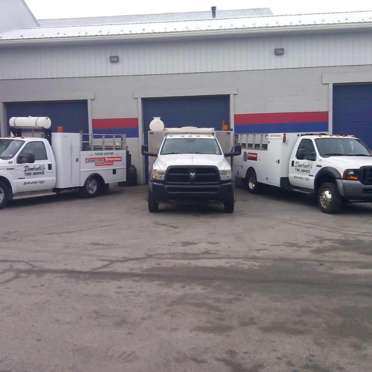 Dumbauld's Tire Service repair trucks.